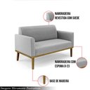 Ver imagem 3 de Poltrona Namoradeira Decorativa Isabella Pés Fixo em Madeira Castanho Suede Cinza G19 - Gran Belo