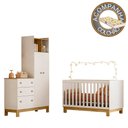 Ver imagem 4 de Berço Mini Cama e Roupeiro com Cômoda Qencanto Slim Freijó Branco Acetinado Qmovi + Colchão Gazin