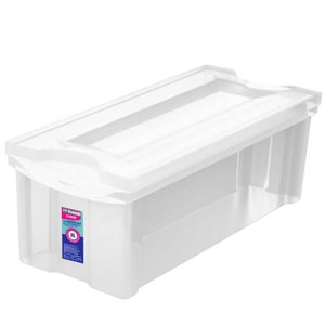 Caixa Organizadora Plástica Estreita 8l com Tampa Ordene Transparente Multiuso Radical