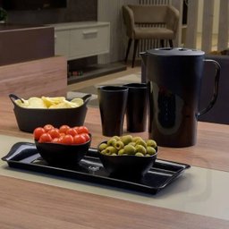 Bandeja Retangular Preta 38,5x16,5cm Plástica Uz Decorativa Servir Organizar - 4