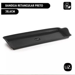 Bandeja Retangular Preta 38,5x16,5cm Plástica Uz Decorativa Servir Organizar - 5