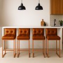 Ver imagem 1 de Banqueta Cozinha Alta com Encosto Industrial Kit 4 Bronze Lirina Pu C05 - D’Rossi
