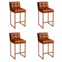 Ver imagem 2 de Banqueta Cozinha Alta com Encosto Industrial Kit 4 Bronze Lirina Pu C05 - D’Rossi