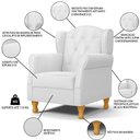 Ver imagem 3 de Poltrona de Amamentação e Descanso com Pés de Madeira Lucy P04 Sintético Branco - Mpozenato