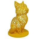 Ver imagem 1 de Gato Sentado 18 Cm Vazado 3d Enfeite Objeto Decorativo Decoração Amarelo