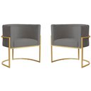 Ver imagem 1 de Kit 2 Poltronas Decorativa Sala de Estar Luana Base Gold Suede
