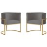 Kit 2 Poltronas Decorativa Sala de Estar Luana Base Gold Suede - 1