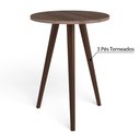 Ver imagem 3 de Mesa Lateral Redonda Bento com Pés em Madeira Maciça - Rústico