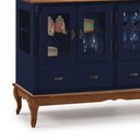 Ver imagem 2 de Buffet Aparador 4 Portas 2 Gavetas Prateleiras em Vidro 60510 Linz Móveis - Azul Petróleo/imbua