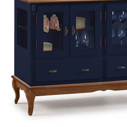Buffet Aparador 4 Portas 2 Gavetas Prateleiras em Vidro 60510 Linz Móveis - Azul Petróleo/imbua - 2