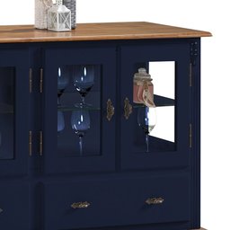 Buffet Aparador 4 Portas 2 Gavetas Prateleiras em Vidro 60510 Linz Móveis - Azul Petróleo/imbua - 3