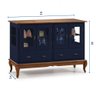 Buffet Aparador 4 Portas 2 Gavetas Prateleiras em Vidro 60510 Linz Móveis - Azul Petróleo/imbua - 4