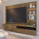 Ver imagem 2 de Home Orio 240cm para Tv Ate 82 Polegadas Amêndoa com 4 Gavetas Led e Ripado