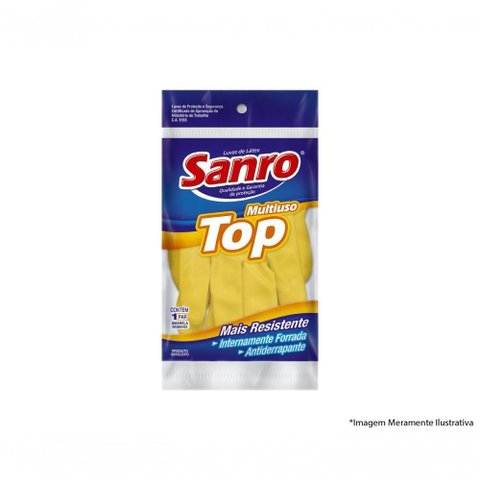 Luva Latex Sanro Forr Amarela D Xg Blister C/10pcs