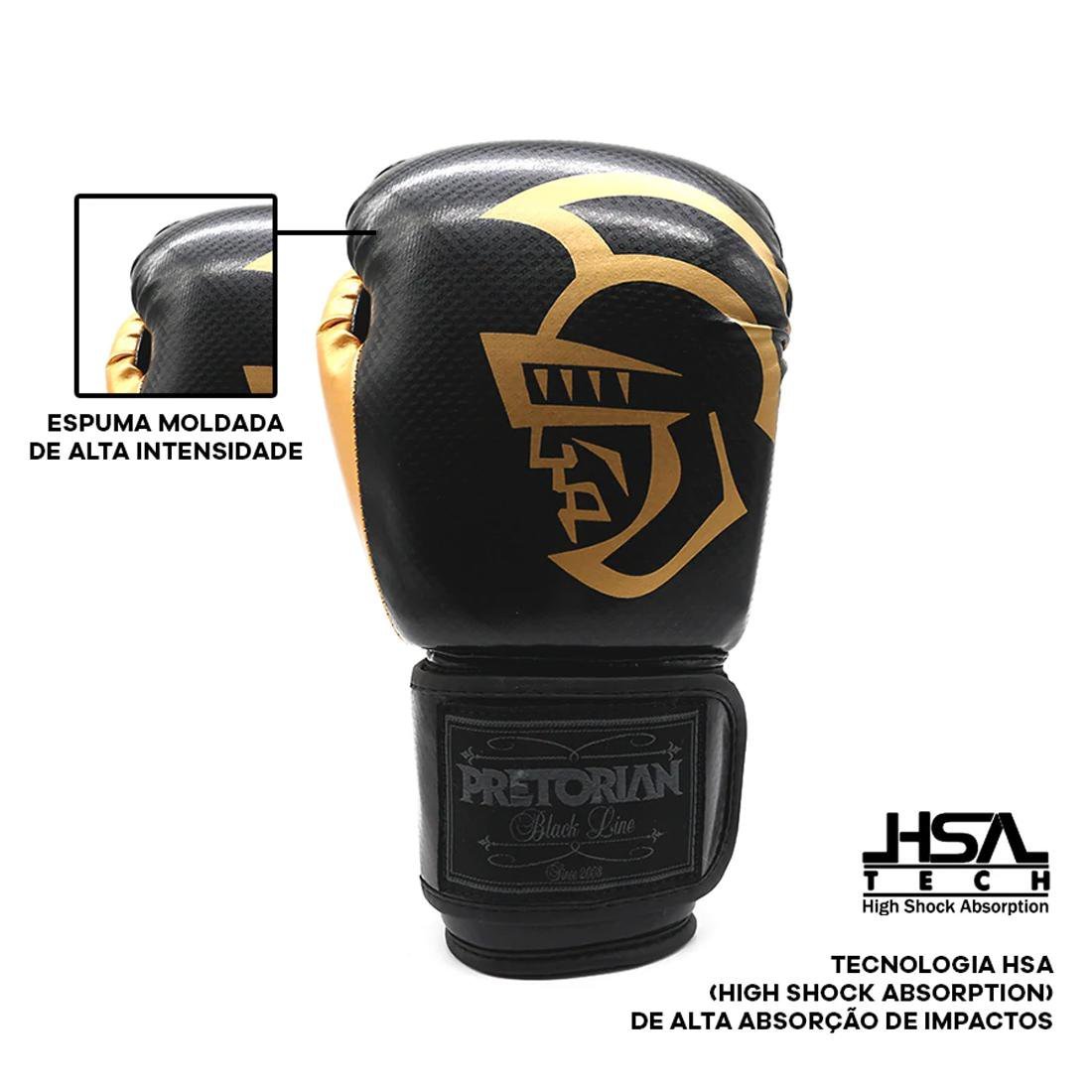 Kit Boxe Luva Pretorian Black Line 14OZ Bucal e Bandagem - Golden - 5