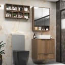 Ver imagem 1 de Conjunto para Banheiro Modulado 603 com Cuba e Espelheira 60cm Prime Yescasa Marrom/Noce