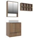 Ver imagem 2 de Conjunto para Banheiro Modulado 603 com Cuba e Espelheira 60cm Prime Yescasa Marrom/Noce