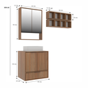 Ver imagem 3 de Conjunto para Banheiro Modulado 603 com Cuba e Espelheira 60cm Prime Yescasa Marrom/Noce