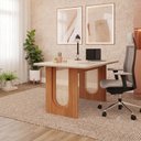 Ver imagem 1 de Escrivaninha Mesa Escritório MDF Tampo de Vidro 130cm Valentina Marrom