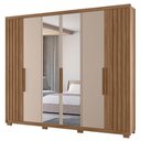 Ver imagem 6 de Guarda Roupa Casal Ambiente Araguaia 6 Portas Carvalho Fendi com Espelho - Moval