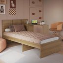 Ver imagem 2 de Cama de Solteiro Juvenil com Escrivaninha 4 Gavetas El Calafate Mel/Arenas CE1090