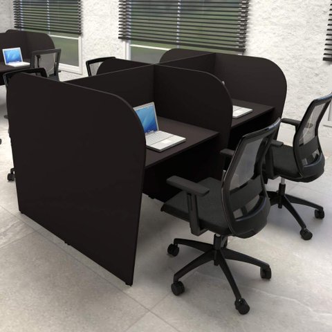 Mesa Dupla Atendimento Call Center 4 Pessoas 1,85m Preto F5 Cor:preto