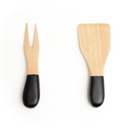 JOGO DE UTENSÍLIOS PARA QUEIJO DE BAMBU 2PCS PRETO - OIKOS - 1