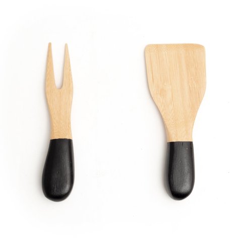 JOGO DE UTENSÍLIOS PARA QUEIJO DE BAMBU 2PCS PRETO - OIKOS