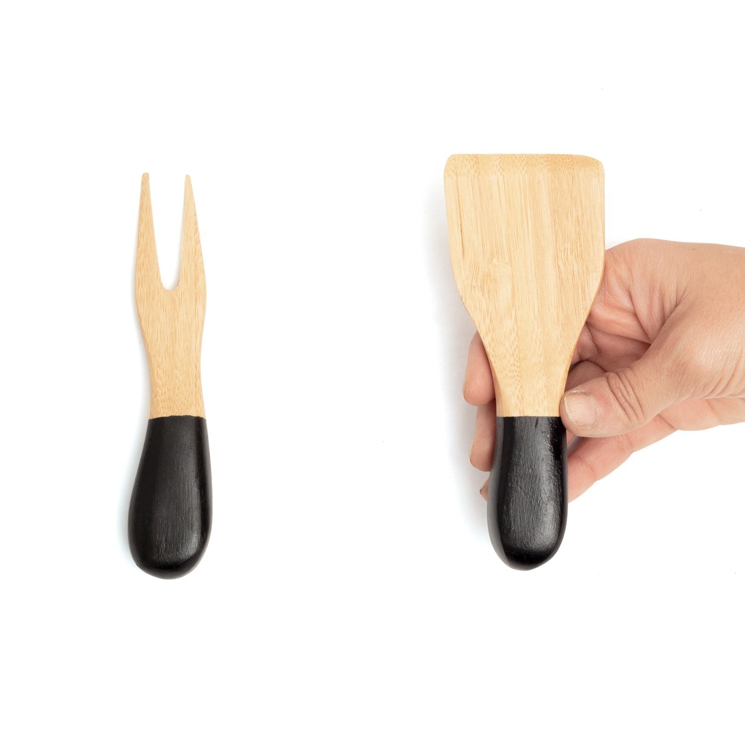 JOGO DE UTENSÍLIOS PARA QUEIJO DE BAMBU 2PCS PRETO - OIKOS - 2