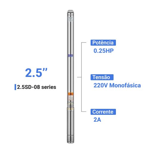 Bomba Submersa Caneta Palito 0.25CV Até 3000L/h 220V - TÉTIS - 4