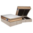 Ver imagem 1 de Cama Box Baú Queen: Colchão Ortopédico Plumatex D45 Selectus + Base Crc Suede Clean (158x198)