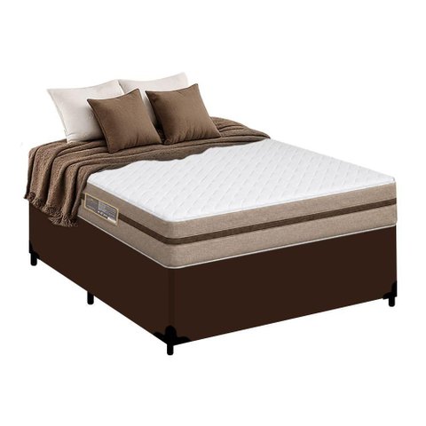 Cama Box Casal Sintético + Colchão Molas Ensacadas Royal Sleep Bioclassic 138cm - Suporta até 120