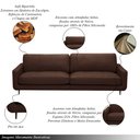 Ver imagem 3 de Sofá Decorativo Isaac 3 Lugares Sala de Estar 240cm Pés em Aço Couro Marrom Chocolate G88 - Gran Bel