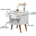 Ver imagem 4 de Mesa de Cabeceira Davi Pé Palito Madeira Porta e Gaveta Branco - Comprar Moveis em Casa