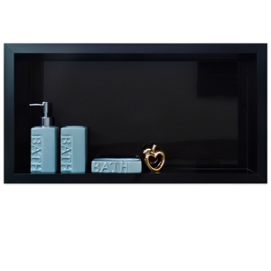 Nicho de Porcelanato Preto Polido para Banheiro Shampoo 60x32cm