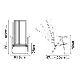 Cadeira de Praia Reclinável Tramontina Bali Baixa em Alumínio com Assento Roxo e Amarelo - 2