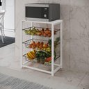 Ver imagem 1 de Fruteira com Suporte para Micro-ondas Barcelona Aço Branco Cesto Preto Tampo Branco - Cor: Marrom