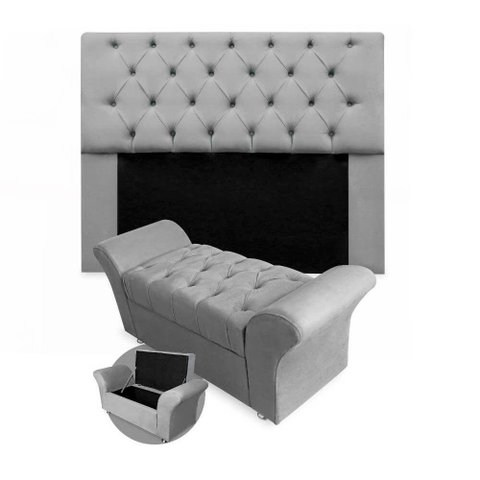 Kit Cabeceira Mirage/Calçadeira Baú Veneza Casal-Ecotec Decor