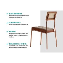 Kit 2 Cadeiras Sala Jantar Lux 1741 Aço 2 Uni Rose/linho Areia/courano Caramelo - Carraro - 3