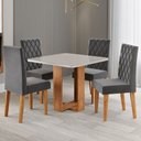 Ver imagem 3 de Mesa de Jantar 4 Lugares Magiore com Vidro Mel/off White/veludo Cinza - Viero Móveis
