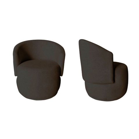 Kit 2 Poltronas Decorativa Beatriz Orgânica Veludo Marrom
