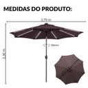Ver imagem 2 de Ombrelone Base Central Redondo 2,7m Alumínio com Led 8 Varetas Piscina Terracota Importway Iwobcl