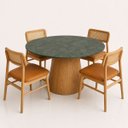 Ver imagem 3 de Mesa de Jantar Cone Redondo 120 cm Tampo Mármore Verde Guatemala Base Freijó
