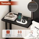 Ver imagem 7 de Cama Casal com Cabeceira e Mesas Laterais Estrutura em Aço Tomadas e Portas USB 148x256x127 Preto