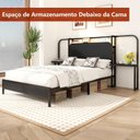 Ver imagem 7 de Cama Casal Queen 148 Cm com Cabeceira com Prateleira, 2 Mesas Laterais e Tomadas Usb, Preta