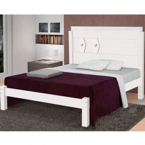 Cama Casal Extensível Livia 100% Mdf e Estrado 100% Madeira Carmolar Branca