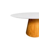 Ver imagem 2 de Mesa de Jantar Cone Oval 137x90 Cm Tampo Laca Branca Base Freijó Cor Marrom
