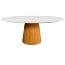 Ver imagem 1 de Mesa de Jantar Cone Oval 137x90 Cm Tampo Laca Branca Base Freijó Cor Marrom