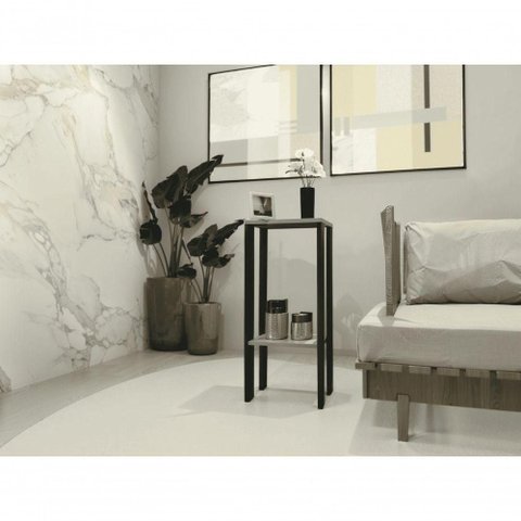 Mesa Alta Mesa de Canto Mesa de Apoio Mesa de Bebedouro Mesa Lateral Preto e Cinza