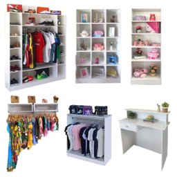 Expositor Colméia Armário Arara Balcão Caixa Loja Roupa 7 Pç - 1